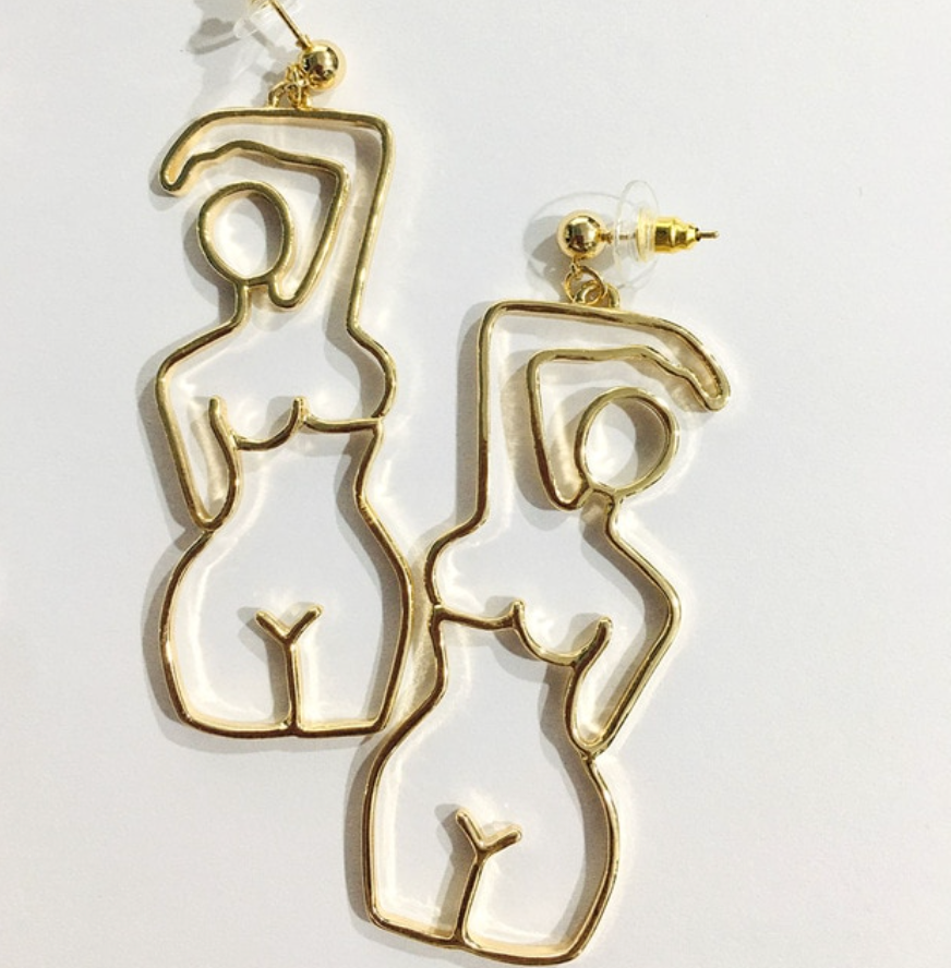 Body of a Goddess Abstract Earrings (Gold)